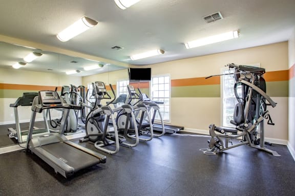 Fitness studio with treadmill