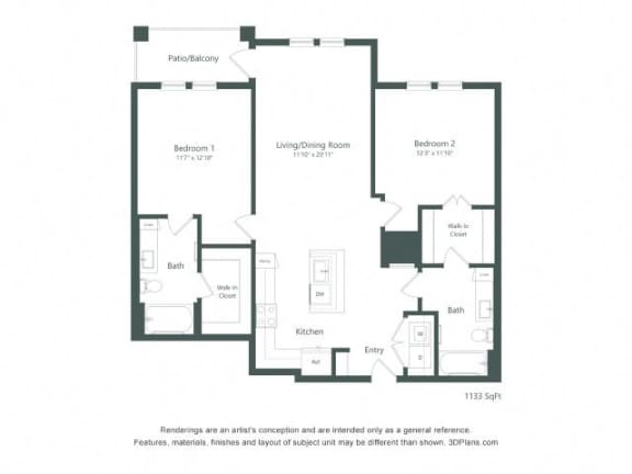 the floor plan of the apartment