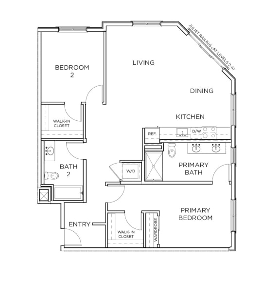 Floor Plan  B3 2x2 1204 sqft