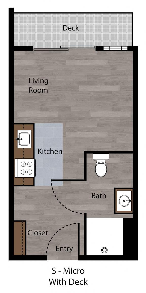 0x1c Floor Plan at Sedona Apartments, Washington