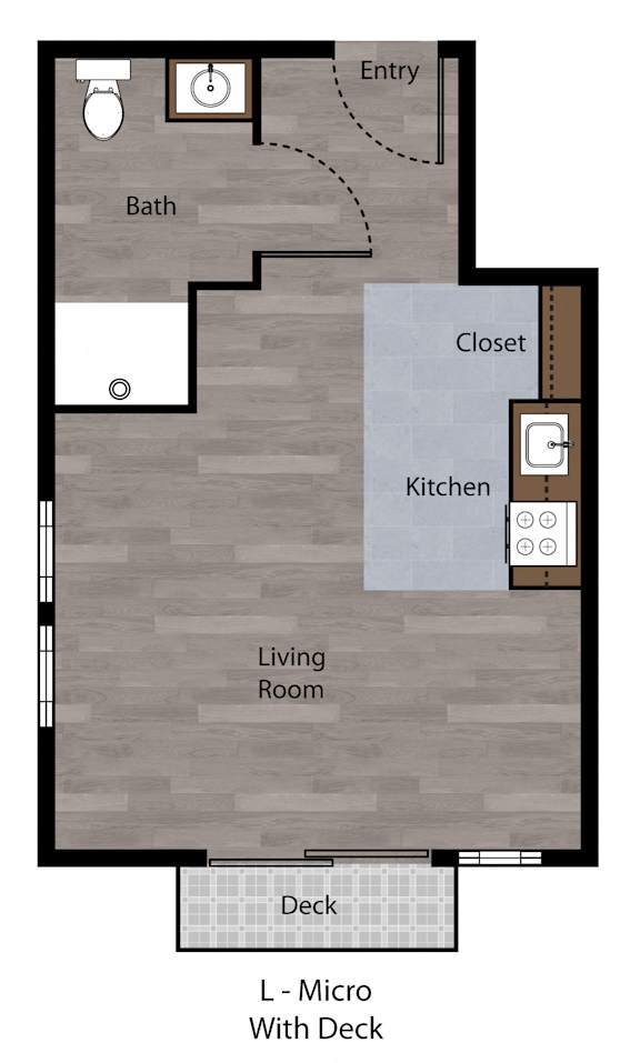 0x1x Floor Plan at Sedona Apartments, Washington