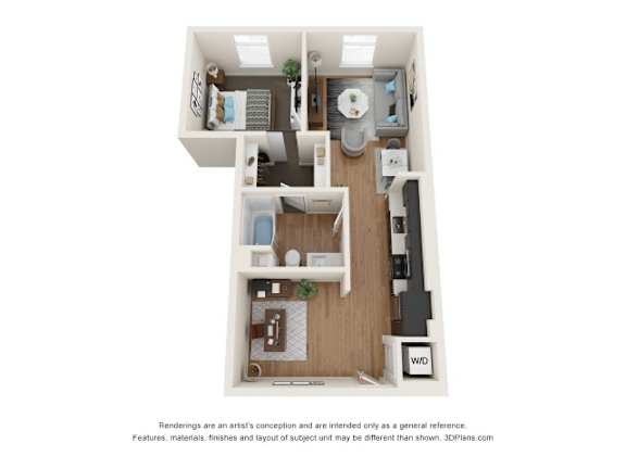 1x1EwithDen Floor Plan at Postmark Apartments, Washington