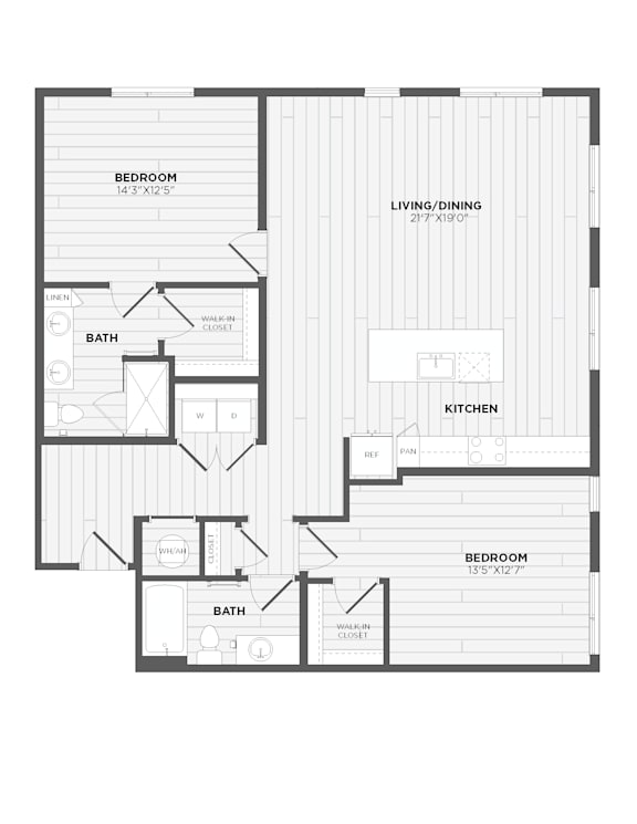 A black and white floor plan of a house with labeled rooms.