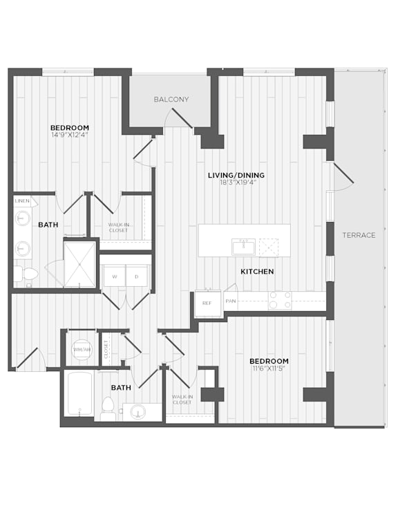 A black and white image of a house floor plan.