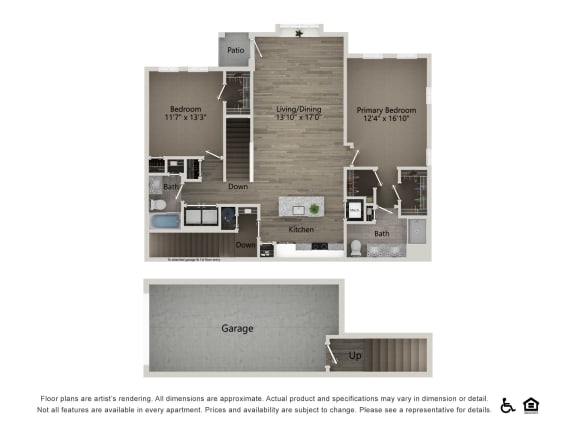 2D &quot;The Evans&quot; Floorplan - 2 bedroom, 2 bathroom Carriage Home