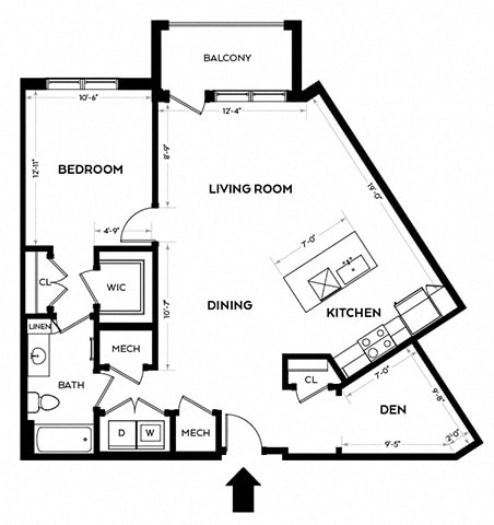 1 bed 1 bath floor plan I 1 bed 1 bath floor plan I at The Griffin Royal Oak, Royal Oak