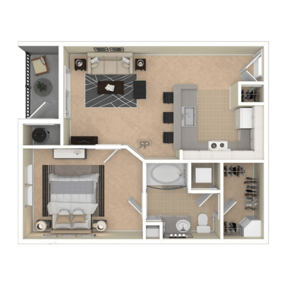 Starting from 668 Square-Feet 1 Bedroom A 1 Bath Floor Plan at The Mark at Dulles Station, Herndon, VA, 20171