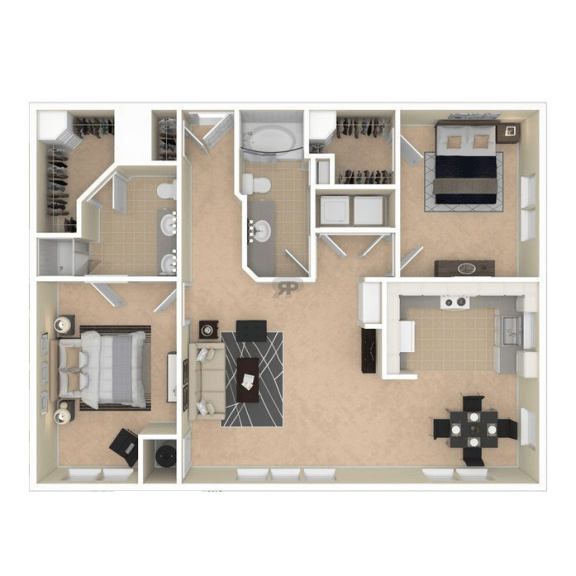 Floor Plan  Starting from 1219 Square-Feet 2 Bedrooms B and 2 Bathrooms Floor Plans at The Mark at Dulles Station, Virginia