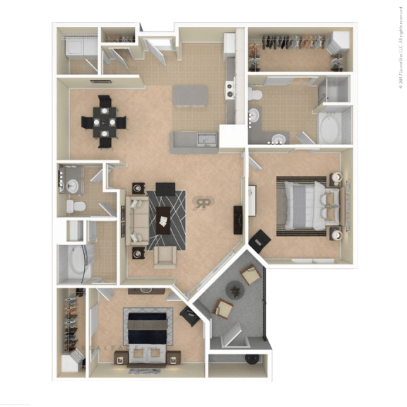 Floor Plan  1359 Square-Feet 2 Bedrooms and 2 Bathrooms Floor Plans at The Mark at Dulles Station, Herndon, Virginia