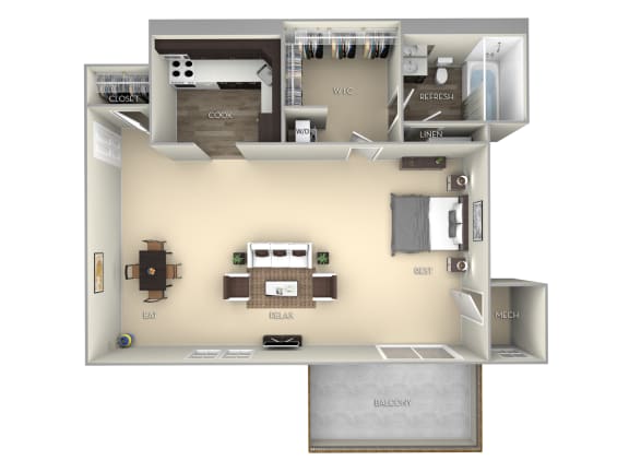 463 Square-Feet Bluemont Tuscarora Creek  Studio 1 bath furnished floor plan apartment in Leesburg VA