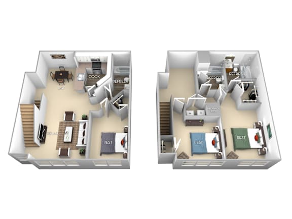 Coolidge Barrington Park 3 bedroom 3 baths floor plan Coolidge Barrington Park 3 bedroom 3 baths floor plan apartment at Barrington Park Apartments, Manassas, VA, 20110
