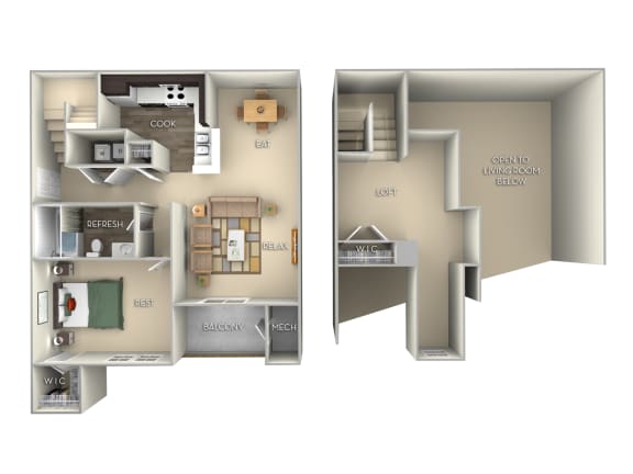 Dogwood Woodland Park 1 bedroom 1 bath furnished floor plan Dogwood Woodland Park 1 bedroom 1 bath furnished floor plan apartment in Herndon VA