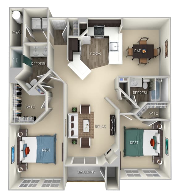 Terrapin Kensington Place 2 bedrooms 2 baths furnished floor plan apartment in Woodbridge VA Terrapin Kensington Place 2 bedrooms 2 baths furnished floor plan apartment in Woodbridge VA at Kensington Place, Woodbridge, VA, 22191