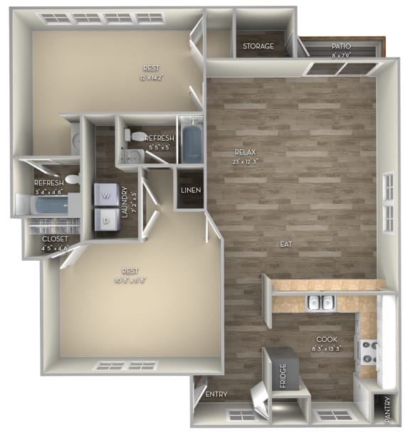 2 bed 2 bath A at Hunter's Ridge Apartments, Fayetteville, North Carolina