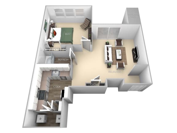 Jackson Barrington Park 1 bedroom 1 bath floor plan apartment in Manassas VA