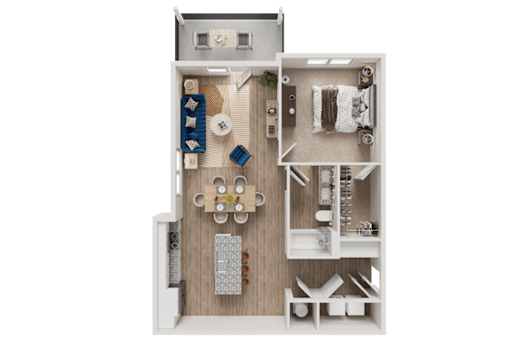 One Bedroom B Floor Plan at The Landings at Hard Scrabble, South Carolina