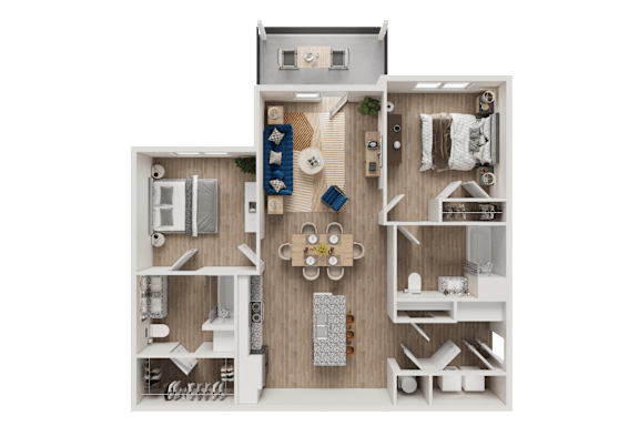 Two Bedroom A Floor Plan at The Landings at Hard Scrabble, Columbia, SC 29203