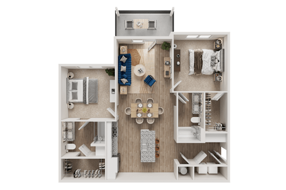 Two Bedroom B Floor Plan at The Landings at Hard Scrabble, South Carolina, 29203