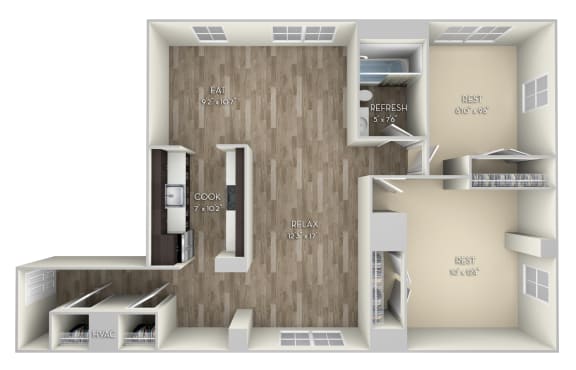 Fairmont 2 Bedroom 1 Bathroom Floor Plan at Columbia Uptown, Washington, 20009