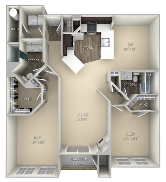 Terrapin Kensington Place 2 bedrooms 2 baths unfurnished floor plan apartment in Woodbridge VA Terrapin Kensington Place 2 bedrooms 2 baths unfurnished floor plan apartment in Woodbridge VA at Kensington Place, Virginia, 22191