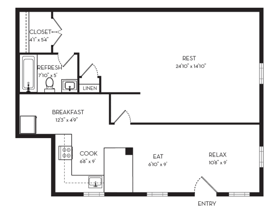 Studio 1 Bath Floor plan at Park Georgetown, Virginia