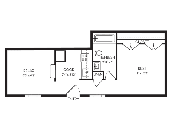 Studio Floor Plan at Park Georgetown, Virginia