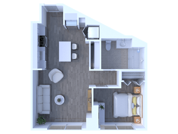 Studio apartment floor plan layout at TLC Grand Apartments, Illinois