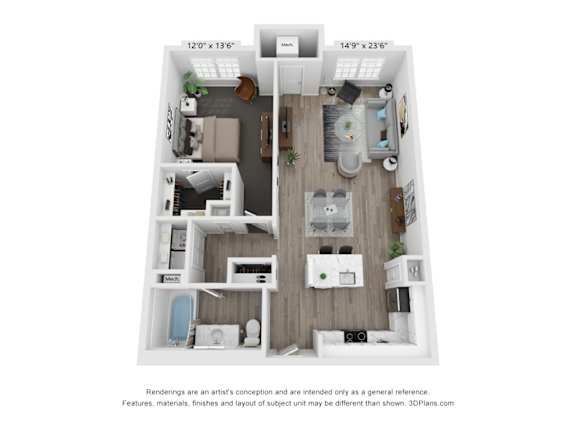1 Bedroom A1 floorplan