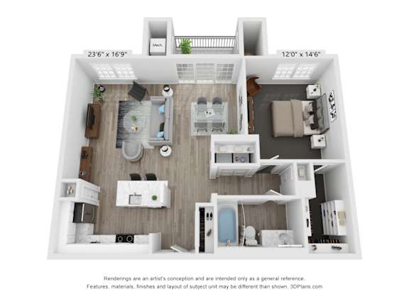 1 Bedroom A2 floorplan