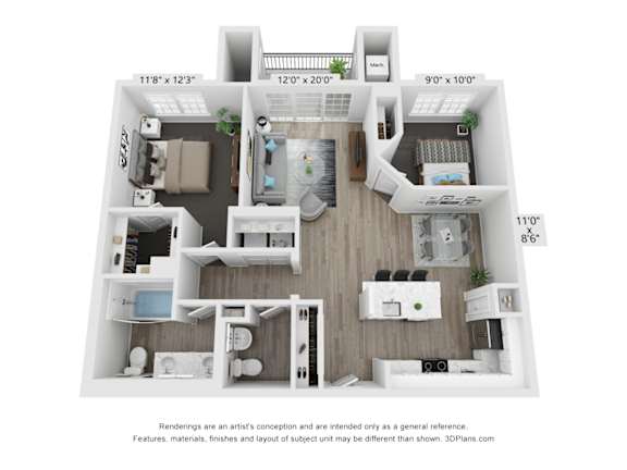 2 Bedroom B2 floorplan