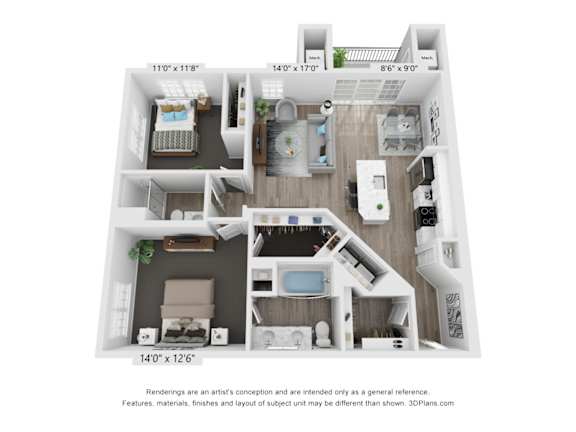 2 Bedroom B4 floorplan