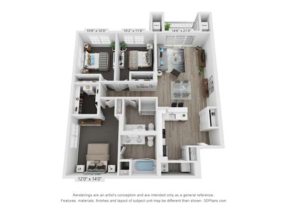3 Bedroom C1 floorplan