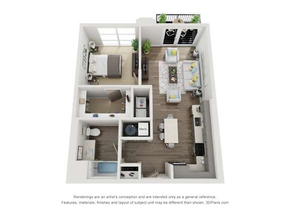 1 Bedroom A4A floorplan