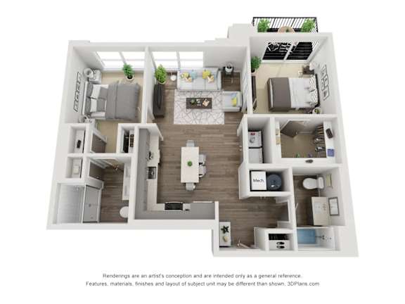 2 Bedroom B5A floorplan