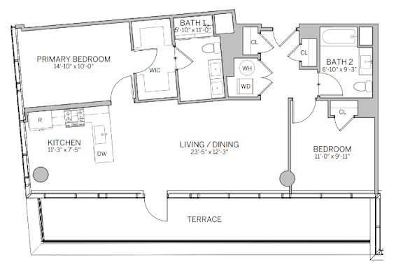 A black and white image of a floor plan for a house.