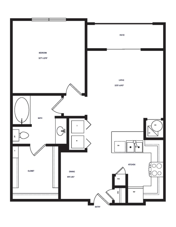 Floor Plan  A2 Floor Plan at AVE Las Colinas, Irving, TX, 75038