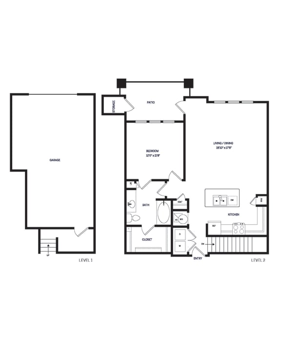 A3G Floor Plan at AVE Las Colinas, Irving