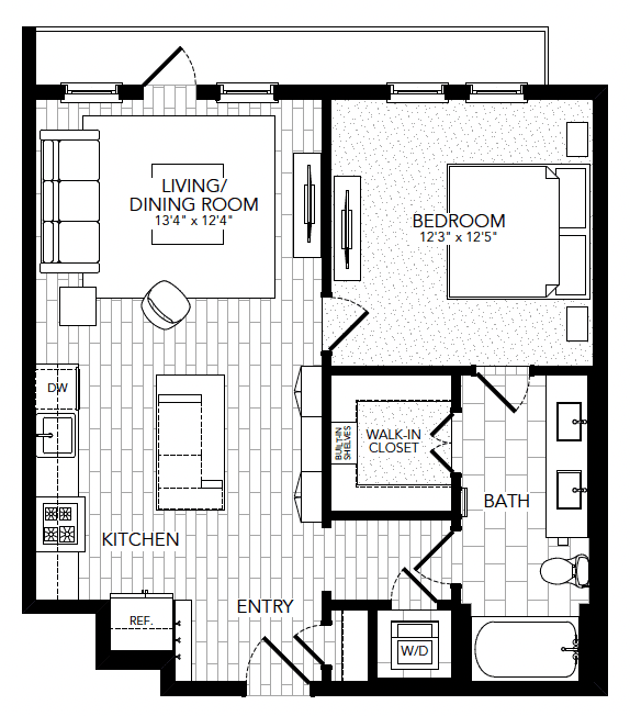 A6 Floor Plan at AVE Paradise Valley, Phoenix
