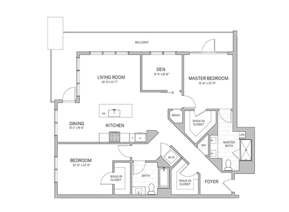 2 Bedroom - b18 Floor Plan at AVE Blue Bell, Blue Bell, Pennsylvania