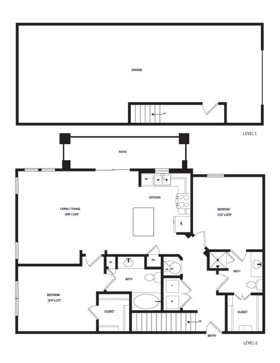 B2G Floor Plan at AVE Las Colinas, Irving, 75038