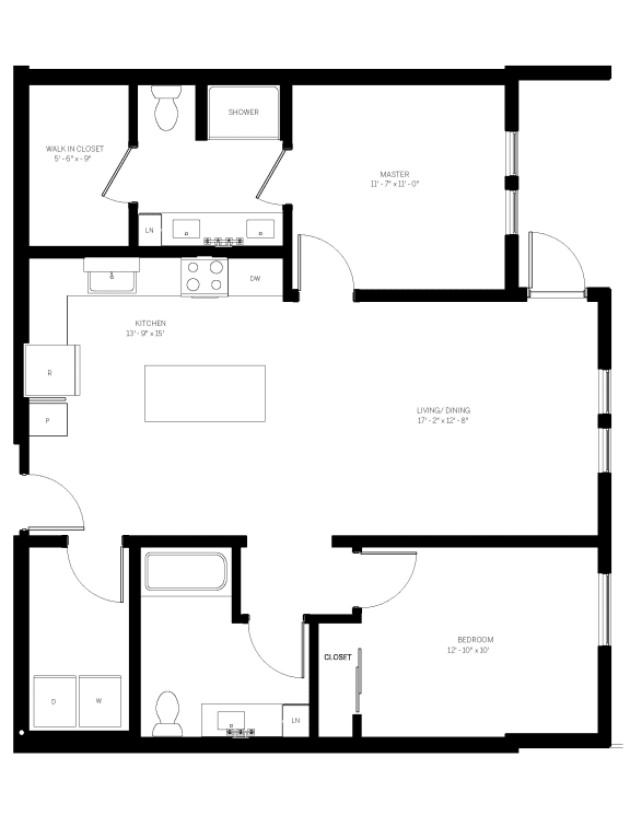 B3-1096 SF Floor Plan at AVE Phoenix Terra, Phoenix, AZ, 85003