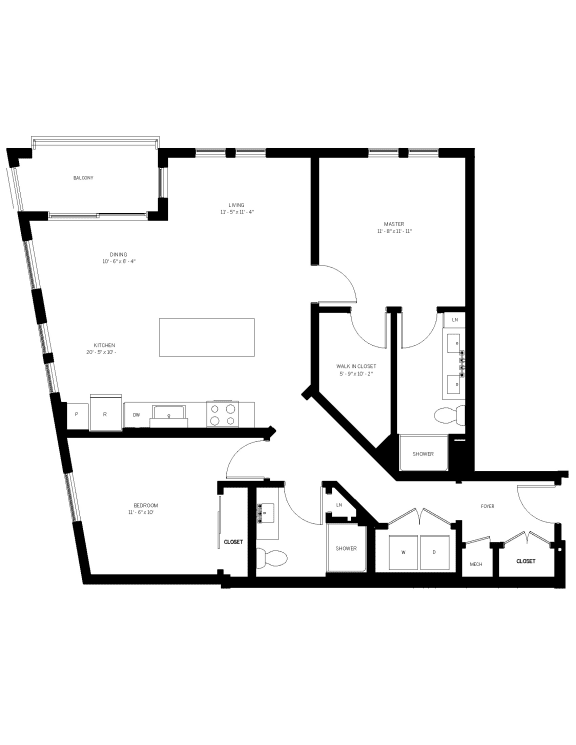B8-1153 SF Floor Plan at AVE Phoenix Terra, Phoenix, AZ, 85003