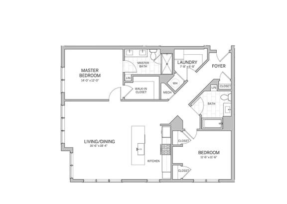 2 Bedroom - b9 Floor Plan 2 Bedroom - b9 Floor Plan at AVE Blue Bell, Blue Bell, PA
