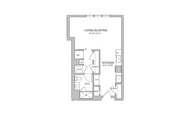 Studio - e5 Floor Plan Studio - e5 Floor Plan at AVE Blue Bell, Blue Bell, PA, 19422