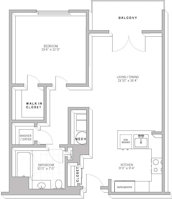 1 Bed 1 Bath A2B Floor Plan 1 Bed 1 Bath A2B Floor Plan at AVE Florham Park, New Jersey