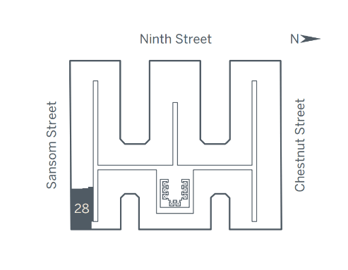 A black and white diagram of a street layout.