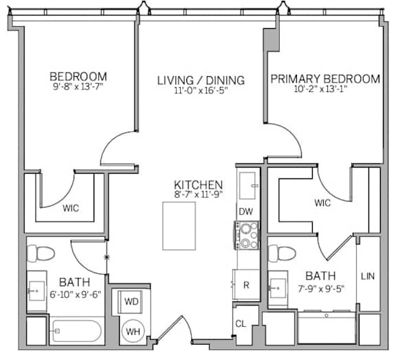 B1 Floor Plan at AVE Hamilton Green - 25 Cottage Apartments, White Plains , New York