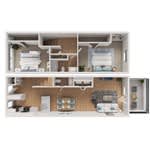 2 Bed 2 Bath Floorplan A at Sanctuary Apartments and Townhomes, Augusta, GA