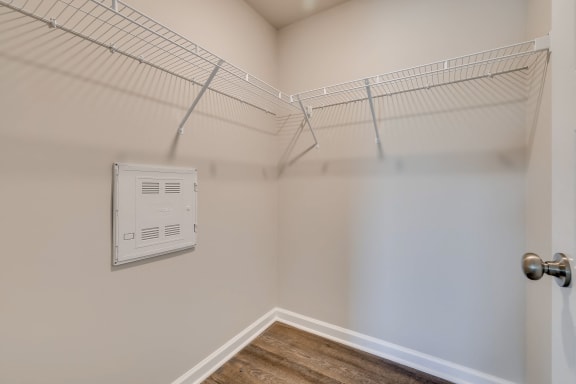 Empty closet with wire shelving at MacArthur Park, Augusta, GA, 30909