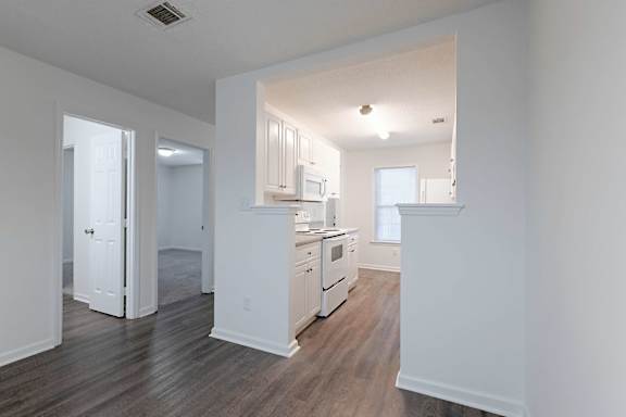 Natural earthy room with wooden flooring at Sanctuary Apartments and Townhomes, Georgia